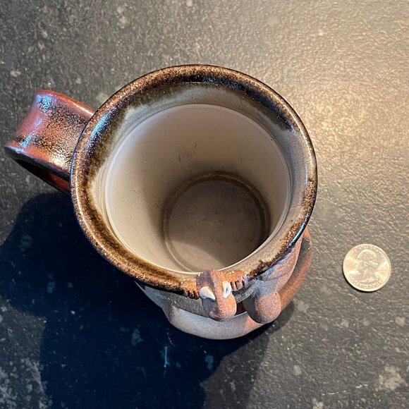 Adorable 8 Oz. Pottery Mug, Handcrafted Silly Faces, Vintage - Picture 8 of 9